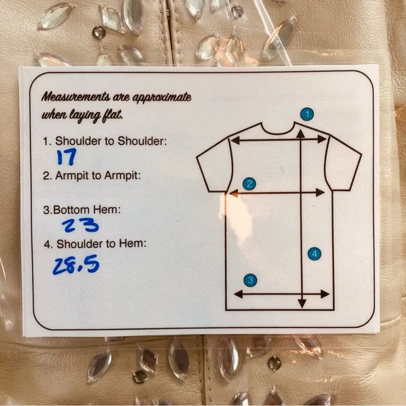 Bradley Bayou Pearlized Ivory Leather Jacket Rhinestone Pockets (Plus Size 1X) - Picture 12 of 14